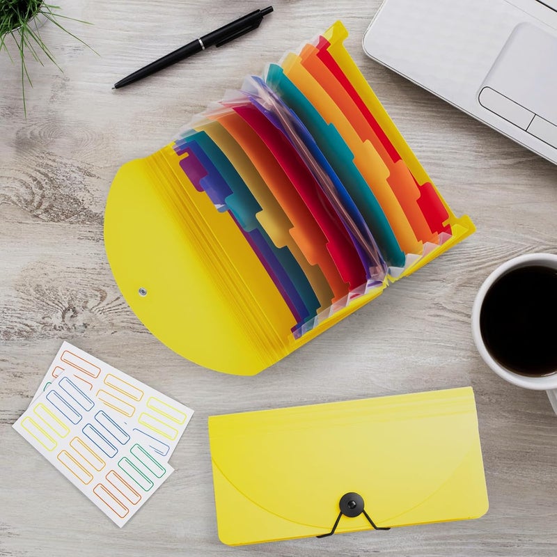 RIEJIN 13 Pocket A6 Receipt Organizer, 2 Pack Small Accordion File Organizer, Coupon Organizer with Labels - Yellow - Image 5